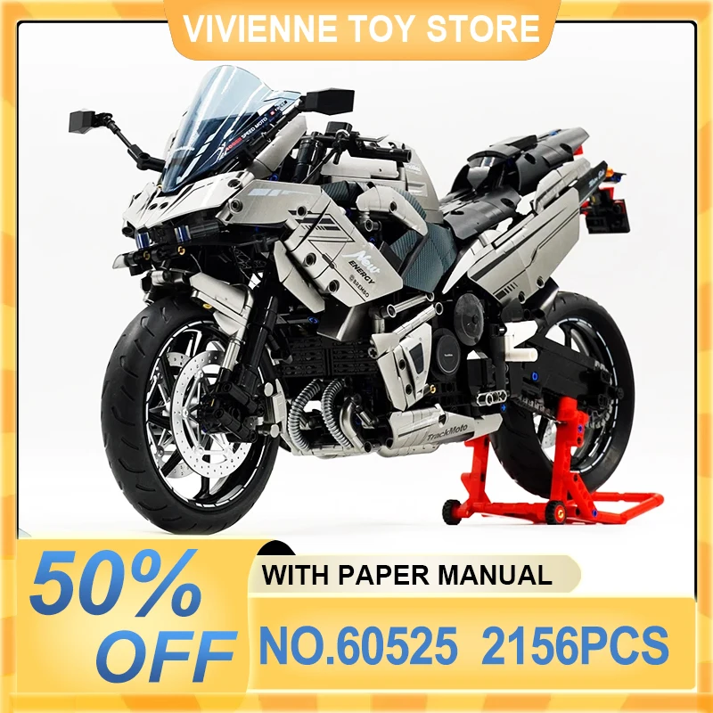 Novo 60525 modelo de motocicleta técnica blocos de construção moc 1:5 esportes moto carro tijolos montagem brinquedo presente natal para meninos crianças