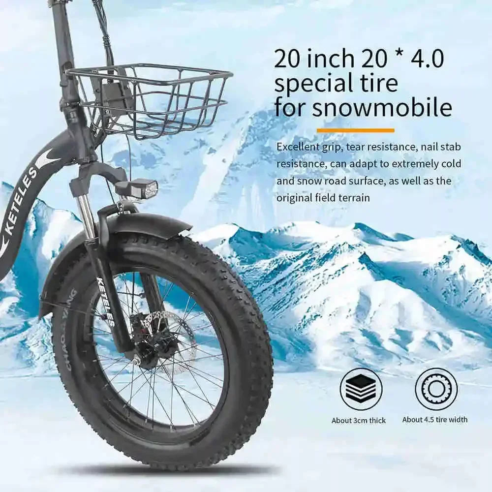 KETELES KF9 E Bike Folding 1000W Motor 35AH Removable Battery Electric Bike 20*4.0 Inch Fat Tire Adult Mountain Electric Bicycle