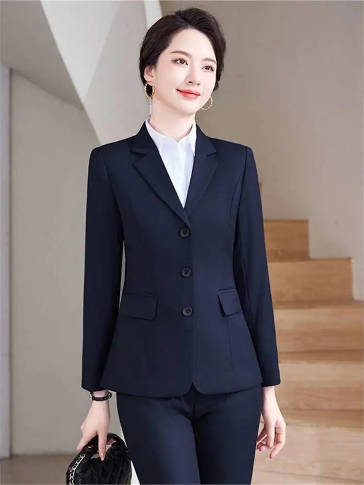 

Spring Autumn Small Size Suit Set Women's Jaet Profional Clothing College Students Formal Interview Workwear Ele Wes...