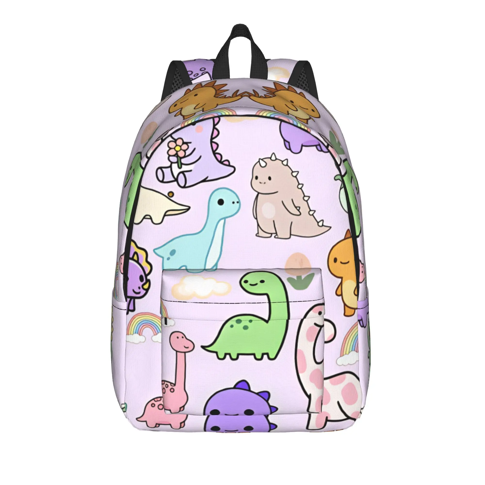 Pastel Kawaii Dino Dinosaur Friends Pattern Backpack  Style Backpacks Women Men Travel Soft School Bags Custom Rucksack