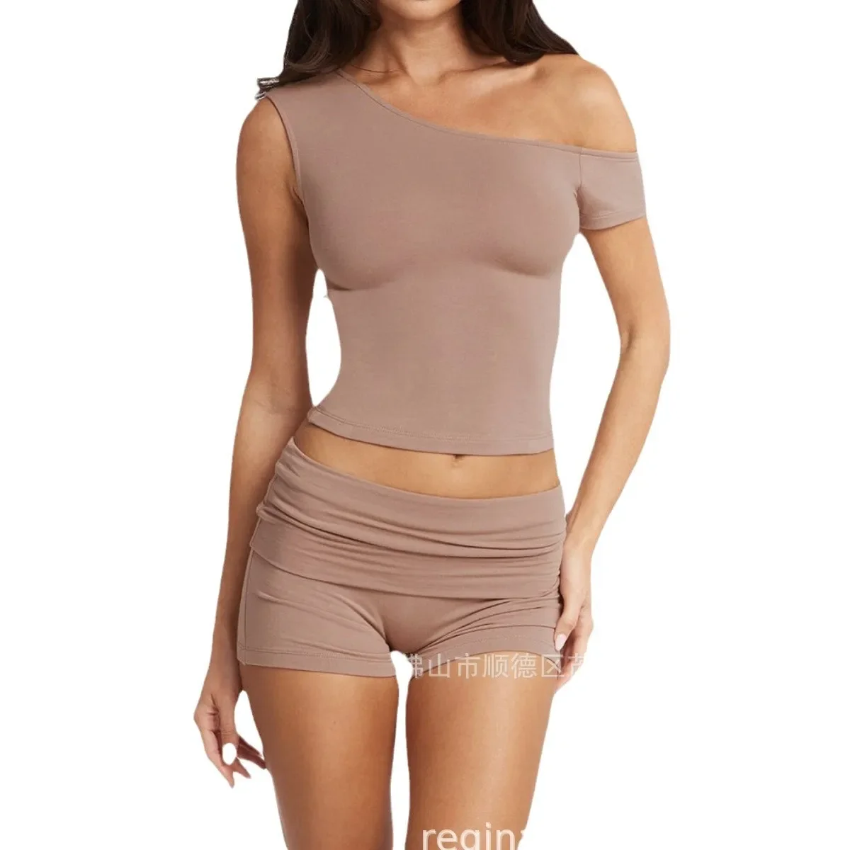 

Fitness Yoga Short Sleeve Ves t Women's High W aist Shorts Sports Runn ing Casual Slim Na ked Breathable