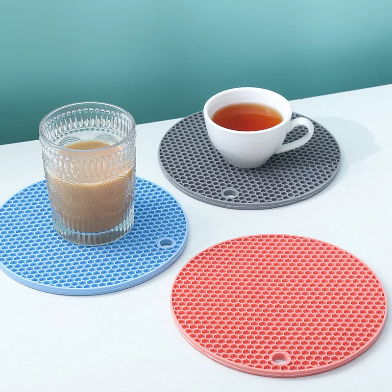 Round Thermal Insulation Mat Silicone Anti-ironing Thicken Table Mat Drink Cup Coaster Bowl Household Heat Resistant Placemat