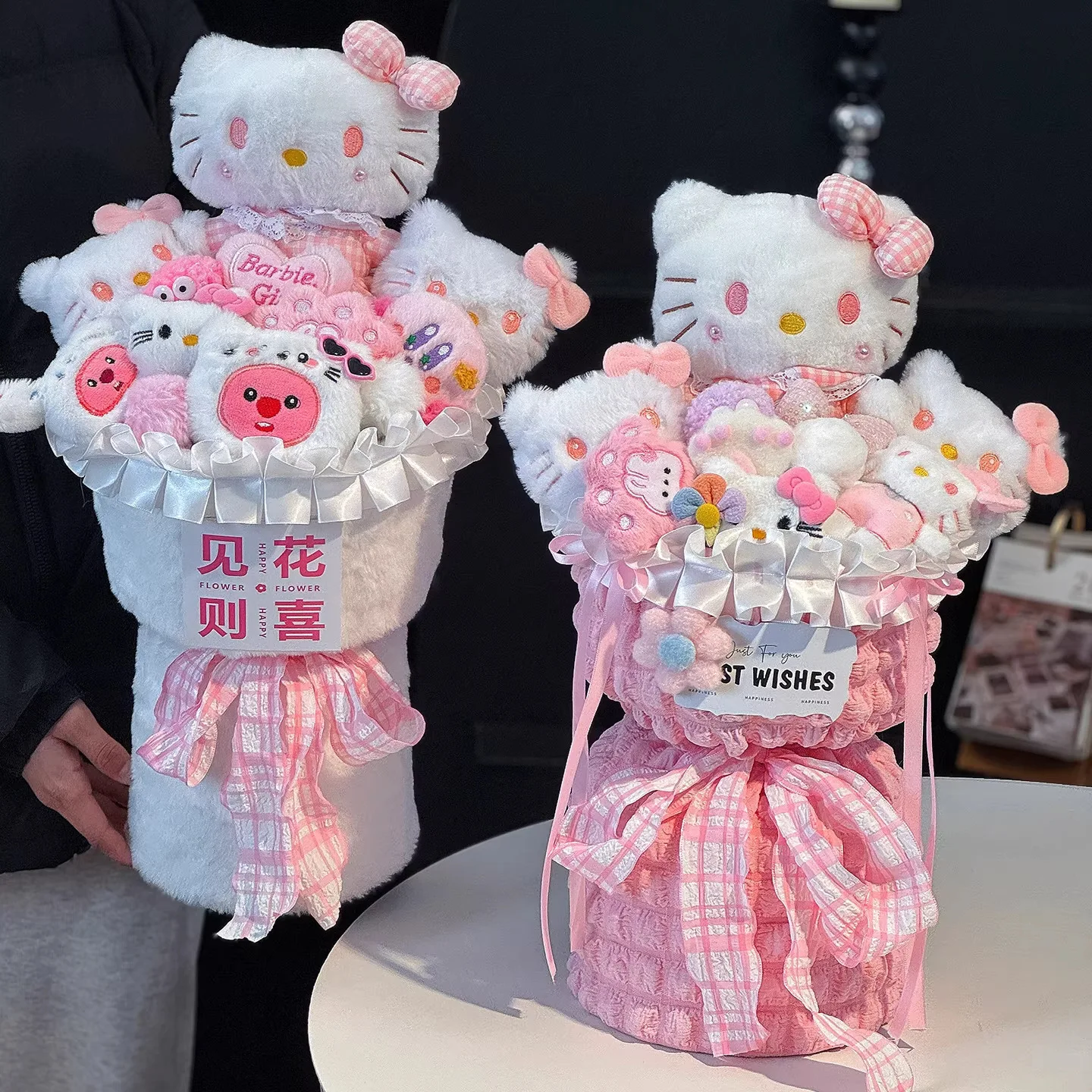 

Плюшевые куклы Sanrio Hello Kitty с искусственными цветами, креативный букет, подарки на Рождество, День святого Валентина, день рождения, выпускной.