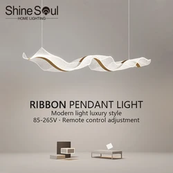Modern LED Dining Room Pendant Light Creative Long Bar Counter Wave Pendent Lamp Bar Living Room Dining Table Home Decor Lights