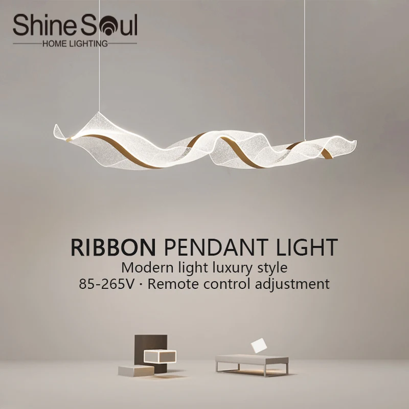 Modern LED Dining Room Pendant Light Creative Long Bar Counter Wave Pendent Lamp Bar Living Room Dining Table Home Decor Lights