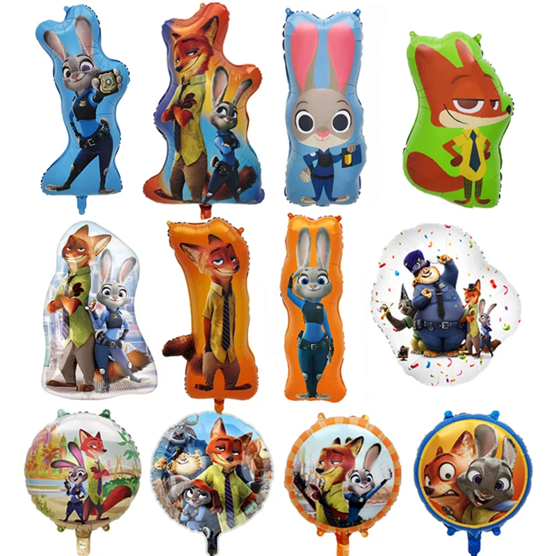 1/3/5 Uds. Globo de papel de aluminio Zootopia decoración de fiesta de cumpleaños para niños Judy Nick globo de película de aluminio suministros de Baby Shower juguete bola regalos