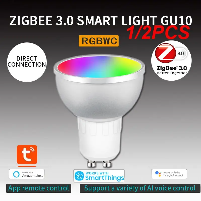 

1/2PCS 3.0 Smart Bulb RGB+CW Dimmable Tuya GU10 Smart Bulb Voice Control Works With SmartThings App Alexa