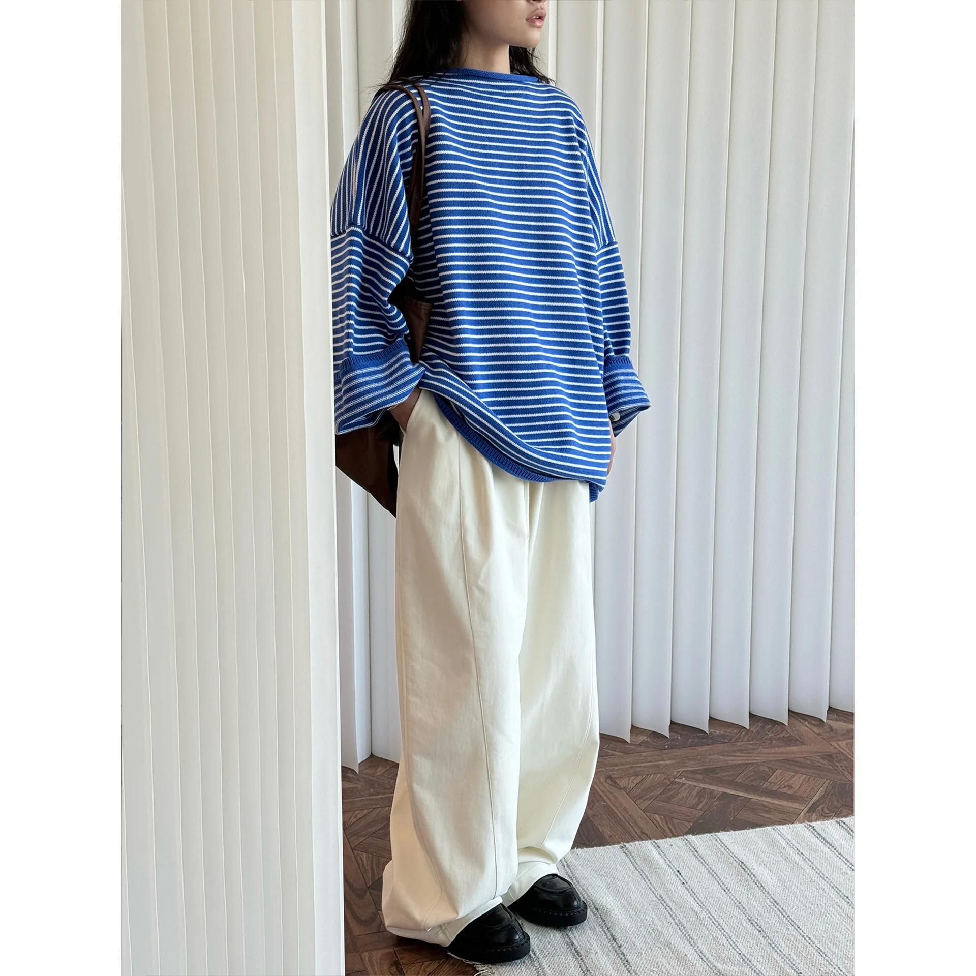 UMI MAO Spring New Fashionable INS Loose Striped Knit Sweater Comfortable Three-Dimensional Silhouette Top Women