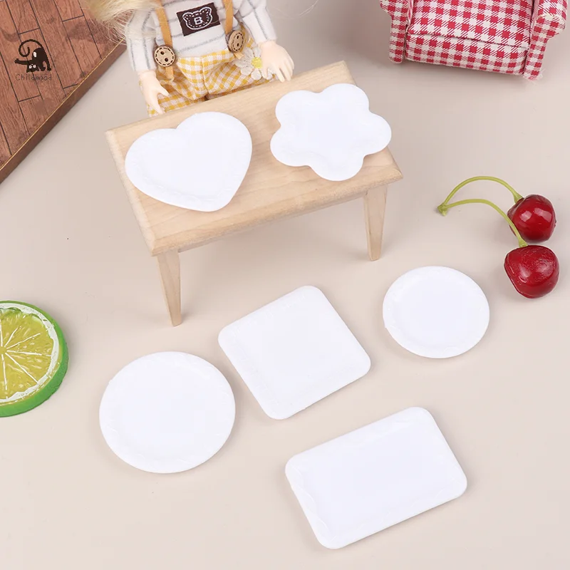 1/12 Dollhouse Simulation Tableware Dish Model Miniature Kitchen Plates Accessories DIY Doll House Scene Decor Pretend Play Toys