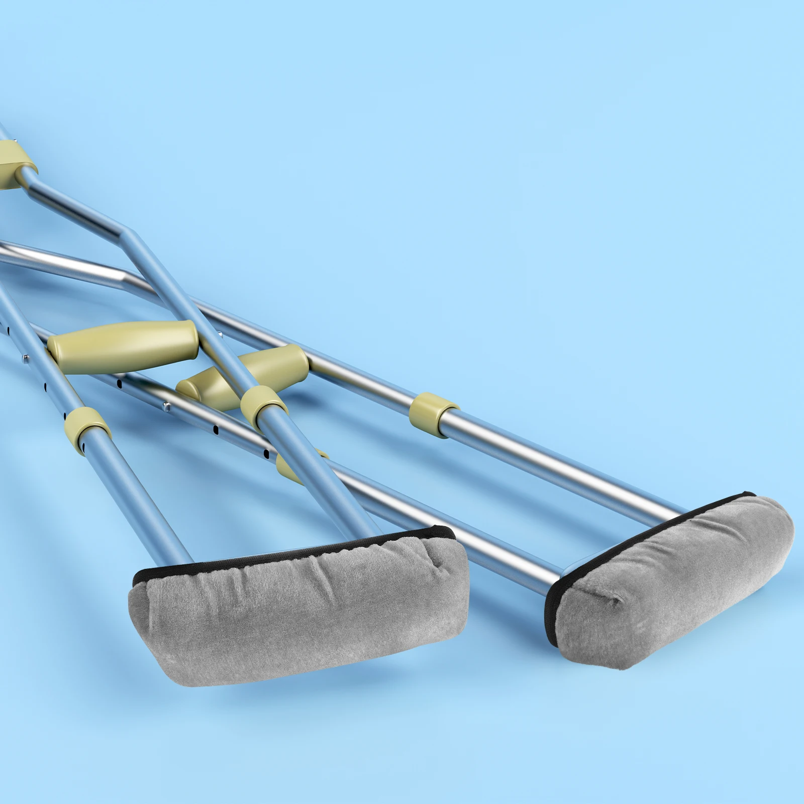 

2pcs Crutches Armpit Pads Velour Sponge Anticollision Elastic Replaceable Durable Grey Covers Elderly Underarm