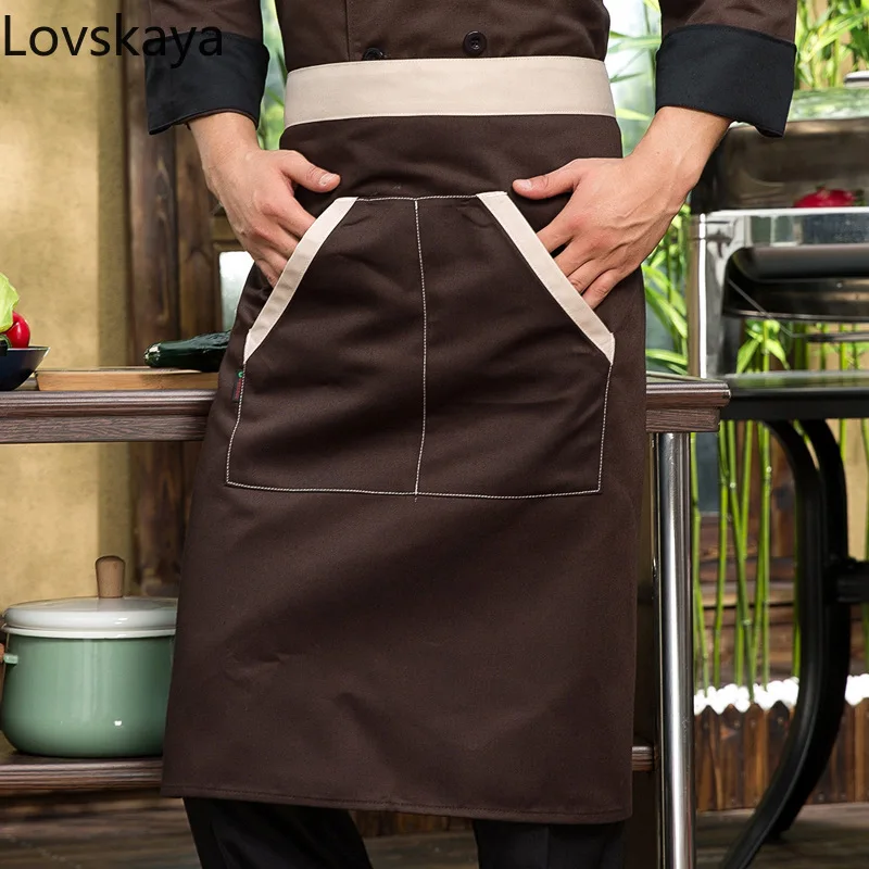 chef aprons women man White black red half long brown waiter aprons