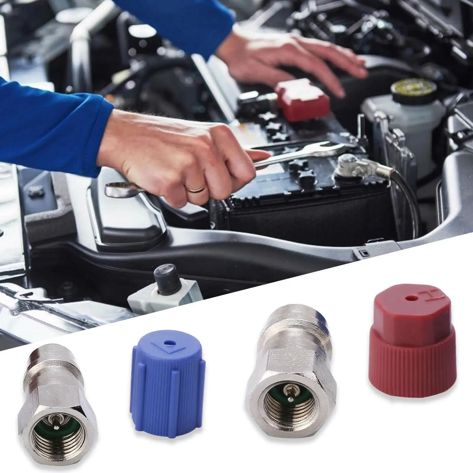 R12 To R134a Retrofits Kit R12 To R134 A High/Low AC Fitting Port Retrofits Conversion Adapter Fit Quick Disconnects
