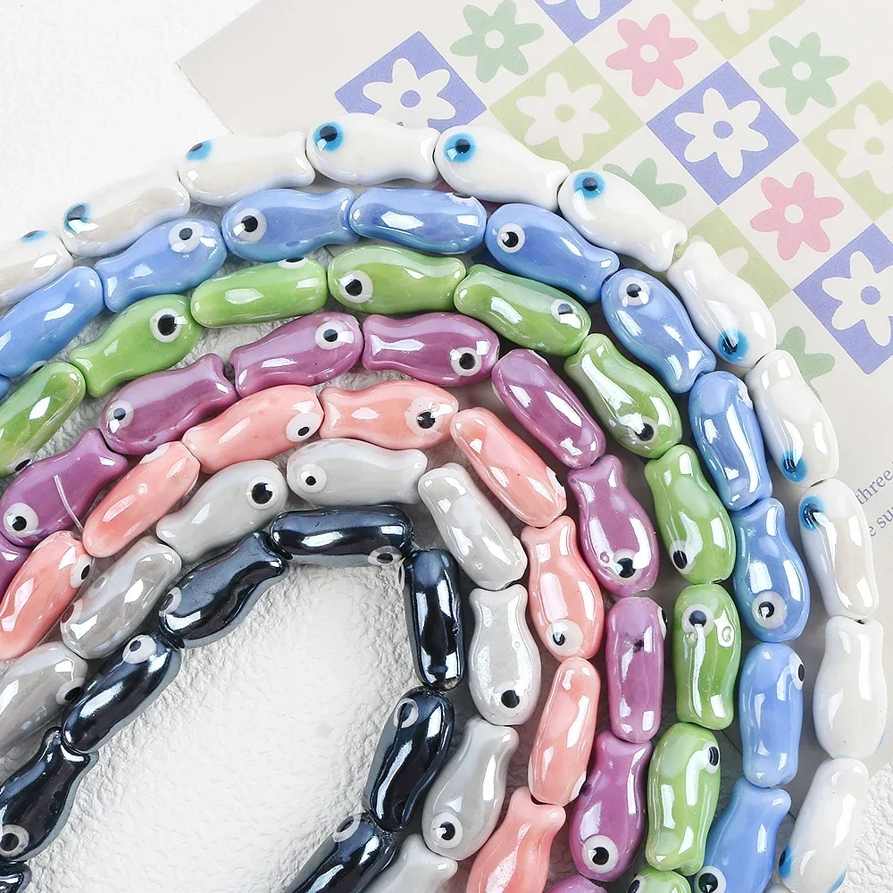 5 قطعة الخرز الأسماك الصغيرة الرجعية سحر السيراميك فاصل فضفاض الخرز لصنع المجوهرات الحرف اليدوية سوار ذاتي الصنع إكسسوارات