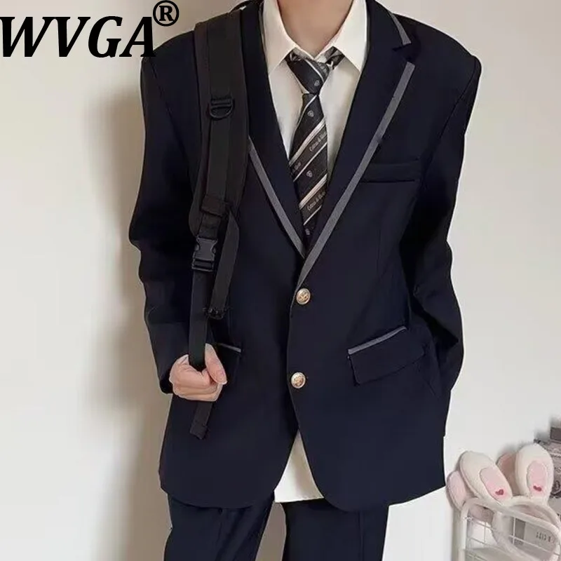 

Мужской пиджак WVGA: новинка весна-осень, модный студенческий стиль, трендовый, повседневный, с отложным воротником, длинный рукав, модель W19817