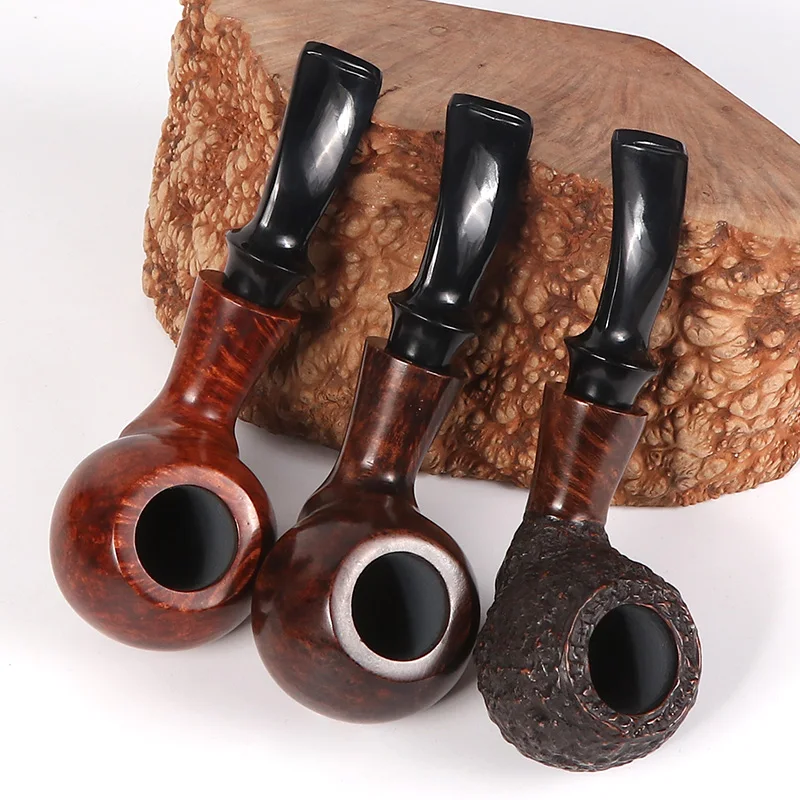 Briar  tobacco pipe, 3MM flue filter, solid wood pipe, medium and small size dragon egg, Briar root pipe,