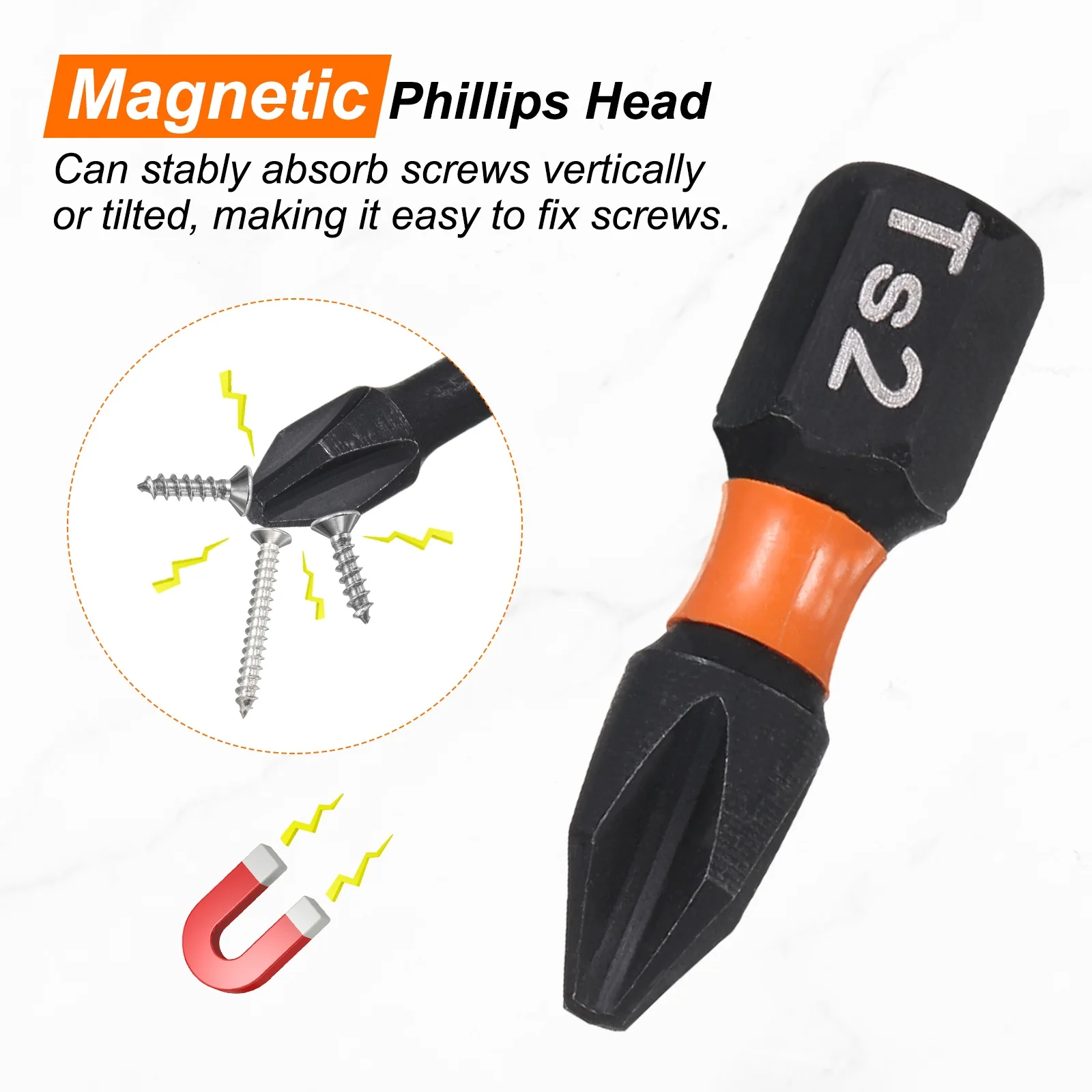 Uxcell 1/5/10 قطعة مفك البراغي فيليبس تأثير بت 1/4 "عرافة عرقوب المغناطيسي عبر رئيس لقمة ثقب S2 الصلب الصناعية مفك مسامير #4