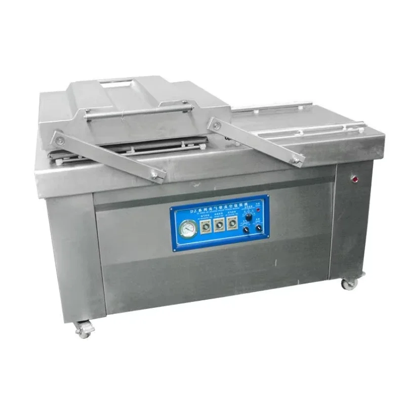 Stainless steel commercial fruit and vegetable double chamber vacuum packaging machine