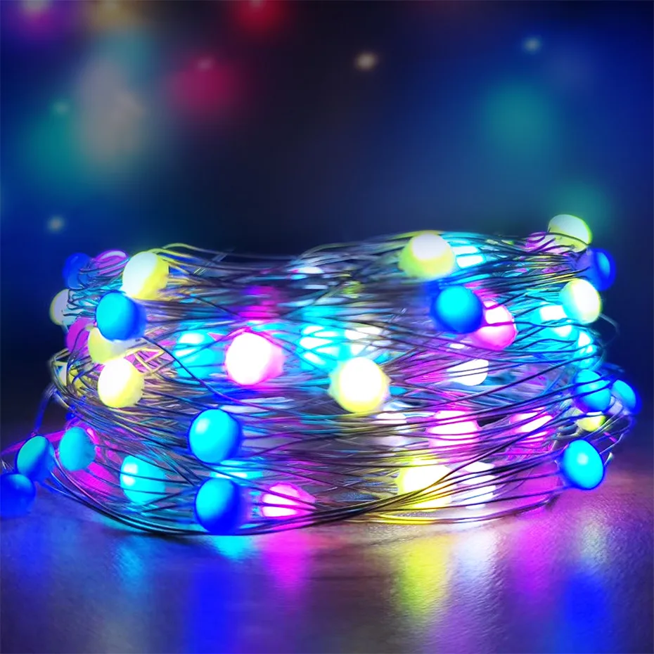 Holiday Decoration Wifi Smart Christmas Lights 10m 66LEDs Fairy String Light RGBIC Dream Color Chasing App Remote Music Control