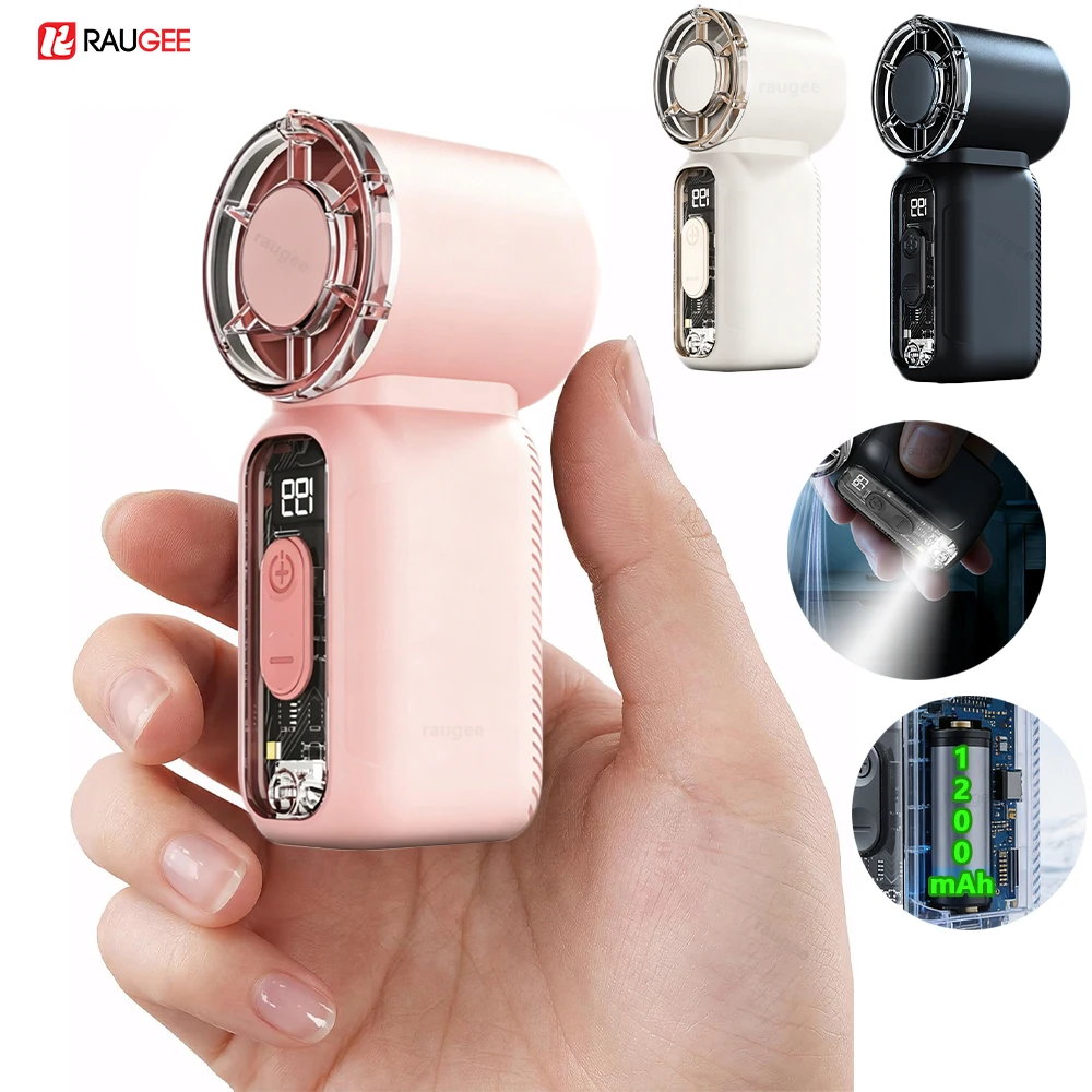

Portable Handheld Mini Fan 199 Speeds Personal Fan with Lighting Display USB Rechargeable Travel Outdoor Camping Turbo Fan