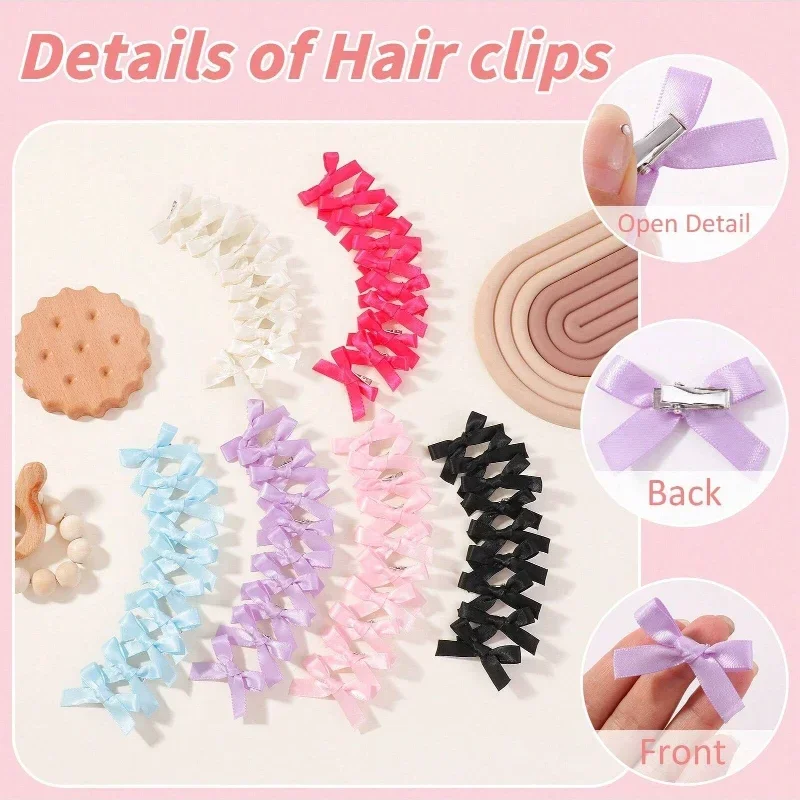 30 teile/los Mini Bowknot Haar Clips für Frauen Mädchen Süße Reizende Bunte Band Geflochtene Haarnadeln Headwear Haar Zubehör