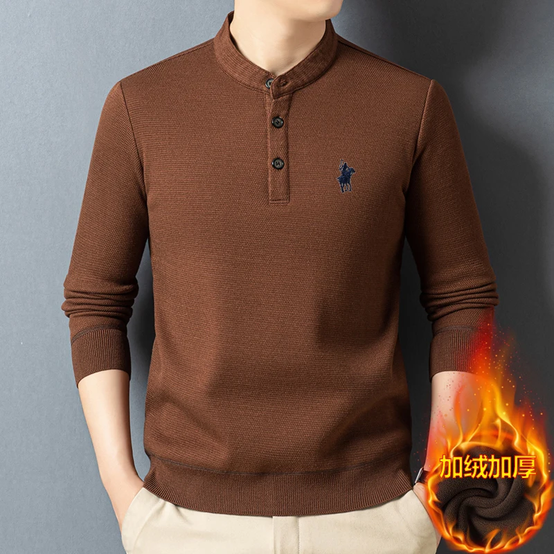 

2025 Men's Autumn and Winter New Long Sleeved Round Neck Sheep Wool Small Horse Logo Simple and Fashionable Versatile Sweater