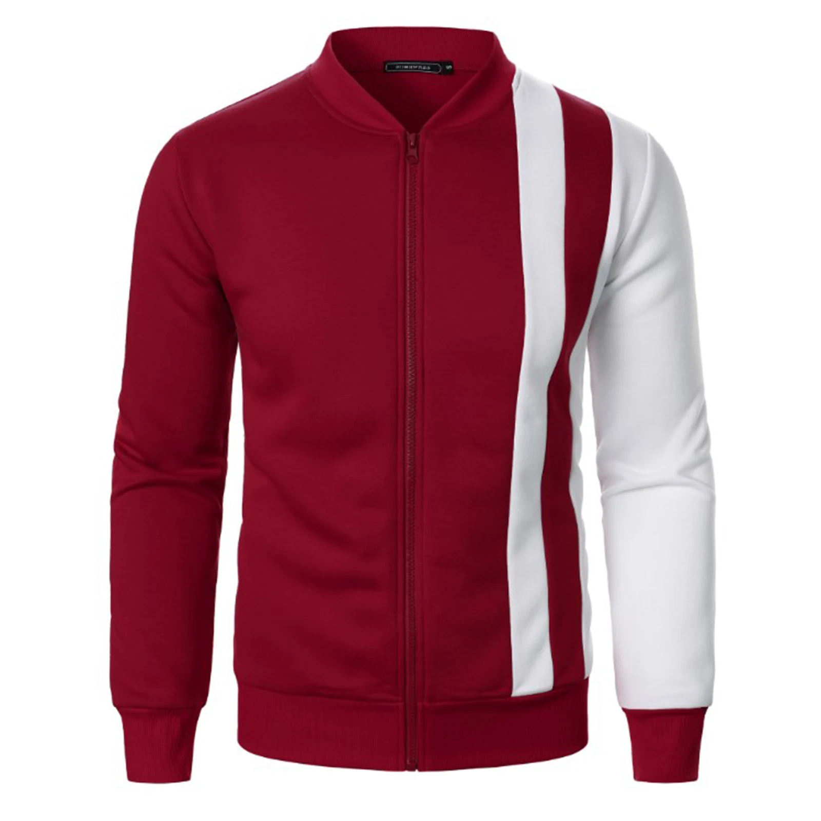 

Mens Fashion Contrast Color Jacket Cost Sportwear Casual Spring Autunm Stand Collar Long Sleeve Zipper Sweatshirt Outerwear Tops