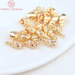 (4470)10PCS 4.8x9MM Hole 1.5MM 24K Gold Color Plated Brass Conch Charms Pendants  High Quality DIY Jewelry Making Findings
