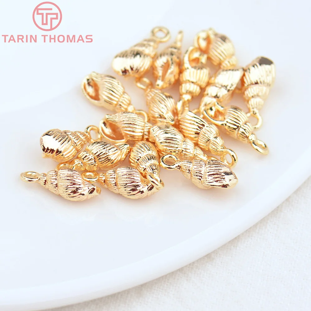 (4470)10 sztuk 4.8x9MM otwór 1.5MM 24K złoty kolorowy platerowany mosiądz muszla Charms zawieszki wysokiej jakości DIY komponenty do wyrobu biżuterii