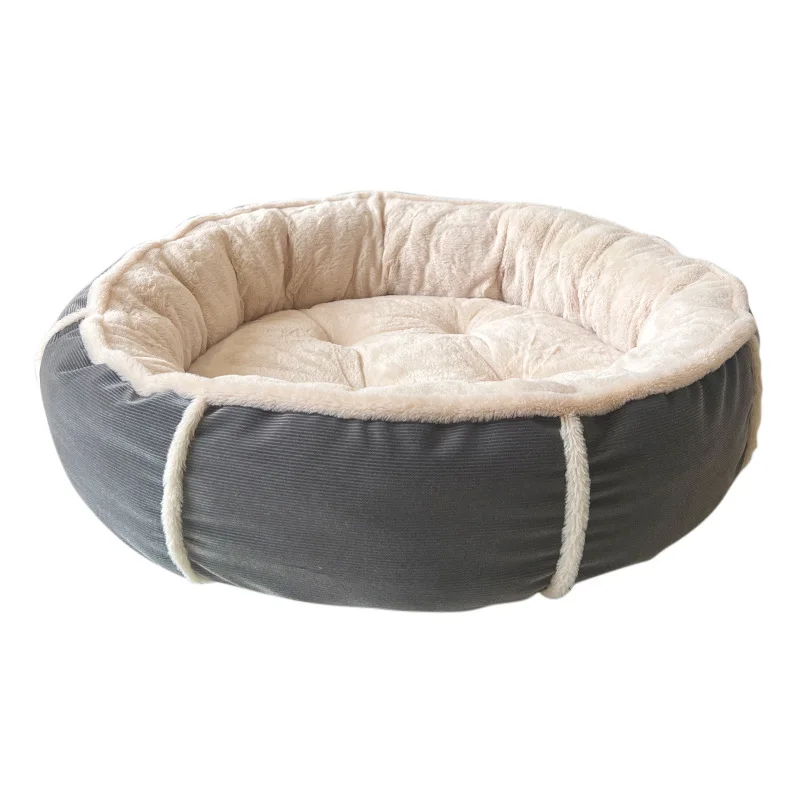 

Corduroy Dog Bed, Warm Short Plush Pet Round Bed, Soft PP Cotton-filled Sofa, Medium and Large-sized Dog Pet Rest Bed