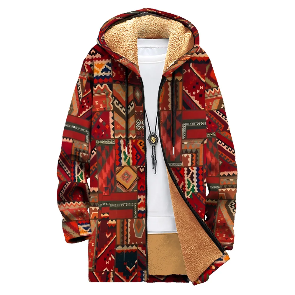 Chaqueta acolchada de algodón con estampado de plumas y cremallera para hombre, abrigos de plumón, diseño de graffiti, patrón rojo, nuevo, Invierno