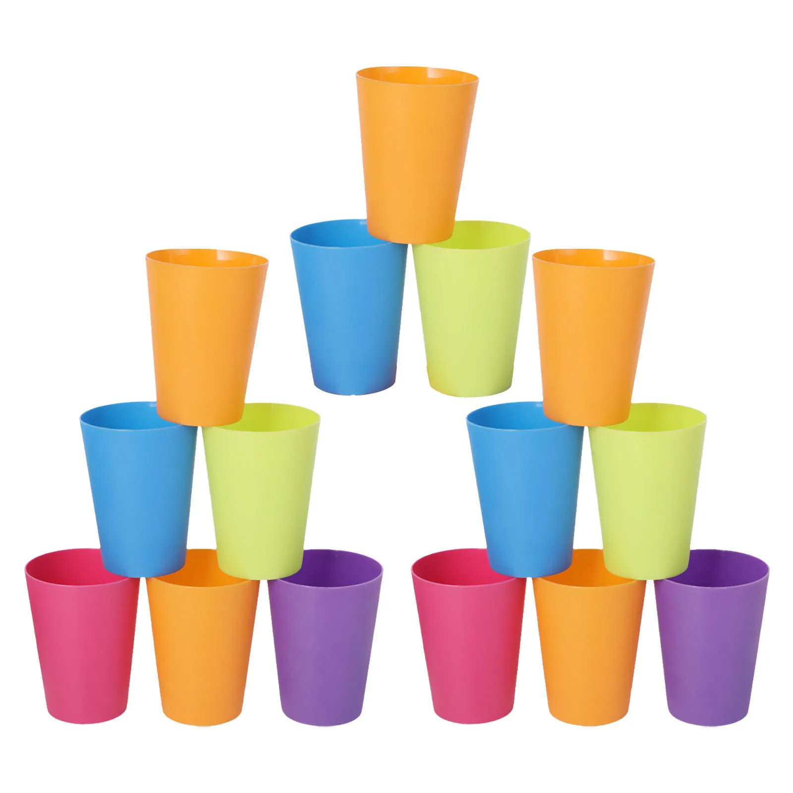 

15Pcs Plastic Colorful Reusable Beverage Drinking Cups for Party Home Restaurant Holiday Tableware 101-200ml