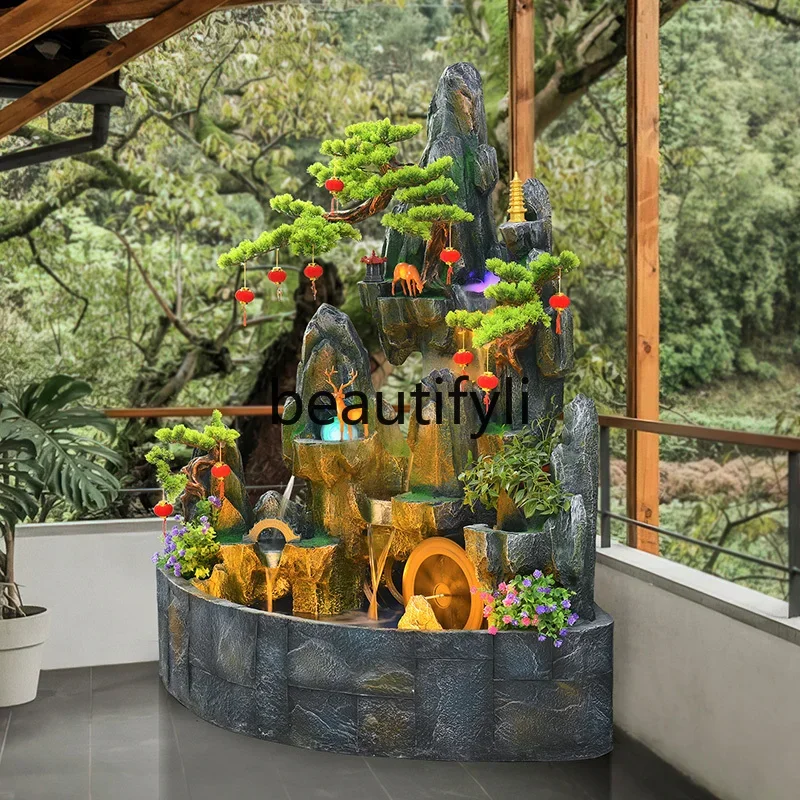 

A26 Rockery water fountain landing to attract wealth, fish pond feng shui wheel circulating water ornament opening gift