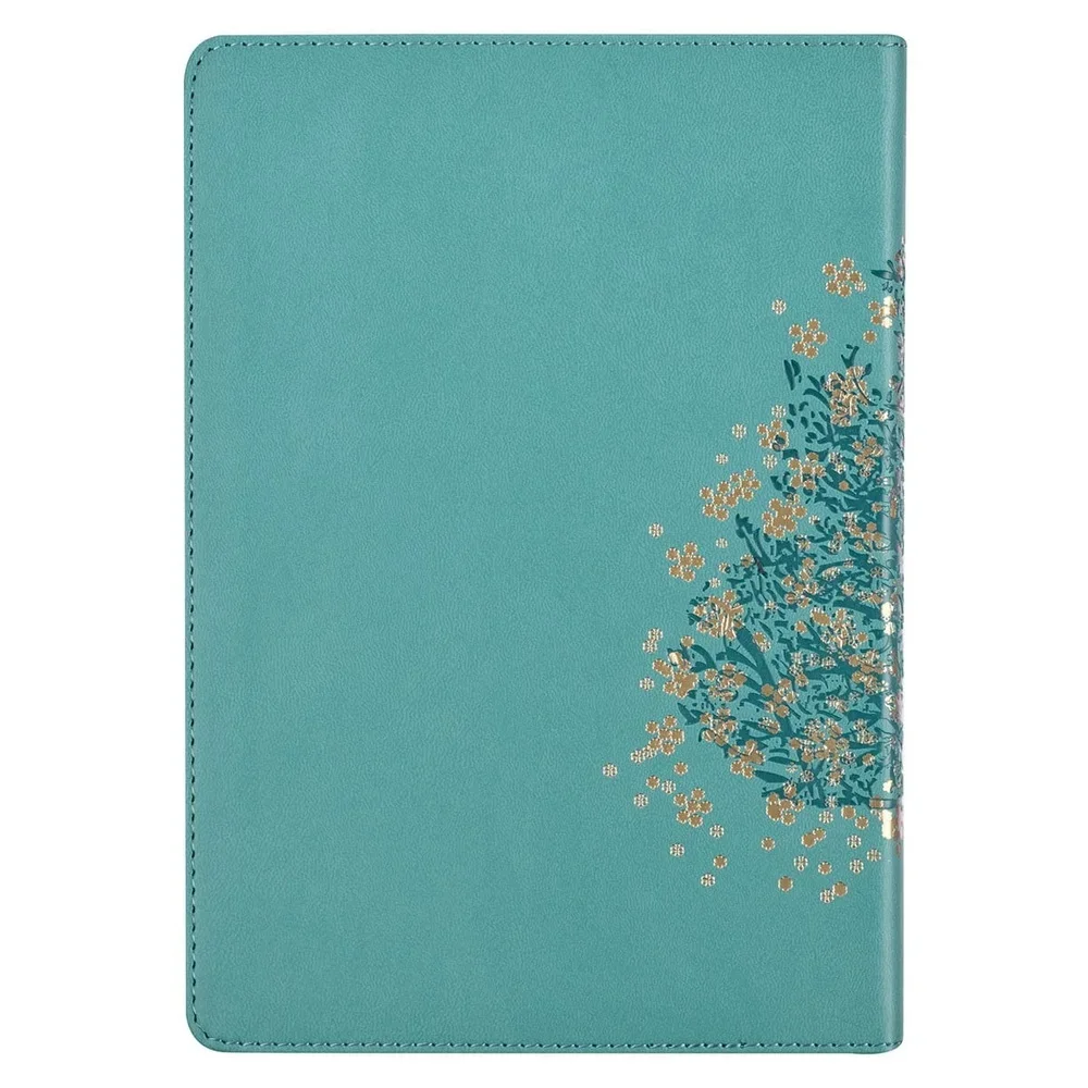 Teal Faux Leather Classic Journal Be Still Know 336 Lined Pages Heat Debossed Tree Gold Foil Accents Scripture Quotes Gift Idea