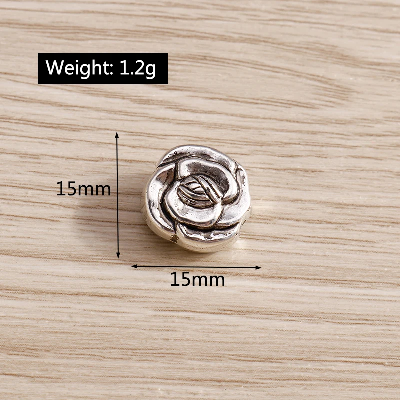 Tusember 20 Stück Antik-Silberfarbene Rosenblüten-Charms-Perlen-Anhänger für Halsketten, Ohrringe, handgefertigte Schmuckzubehörteile, DIY-Schmuck – Detail 2