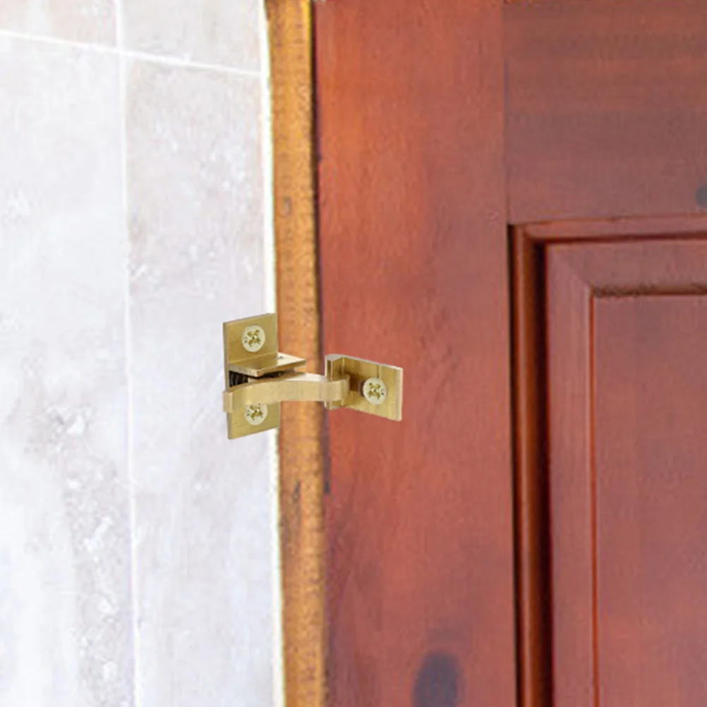 

4pcs Copper Cabinet Latch Heavy Duty Elbow Security Catch Hook Rustproof for Windows Shutters Garage Bedroom Bathroom Lock