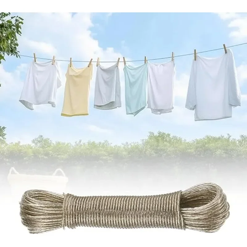 Hochbelastbare PVC-beschichtete Stahlwäscheleine für Innen und Außen, Camping, Balkon, Wäschetrocknungsseil, Rostfreies Zubehör – Detail 4