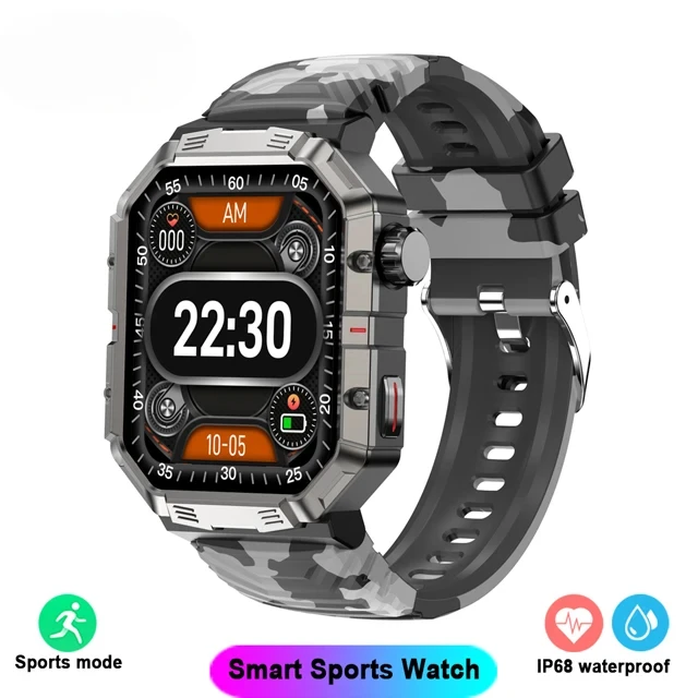 New Men's Military Smartwatch - IP68 Waterproof GPS NFC High-Definition Display Health Monitoring Durable for Outdoor Sports