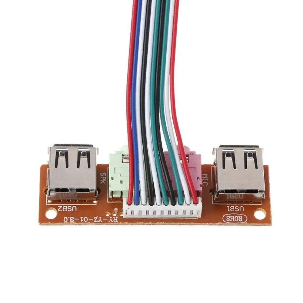 USB Audio Port 6.8CM 2 USB Ports Mic Earphone Cable Audio Jacks Port Motherboard Expansion Card Front Panel Computer Case Panel