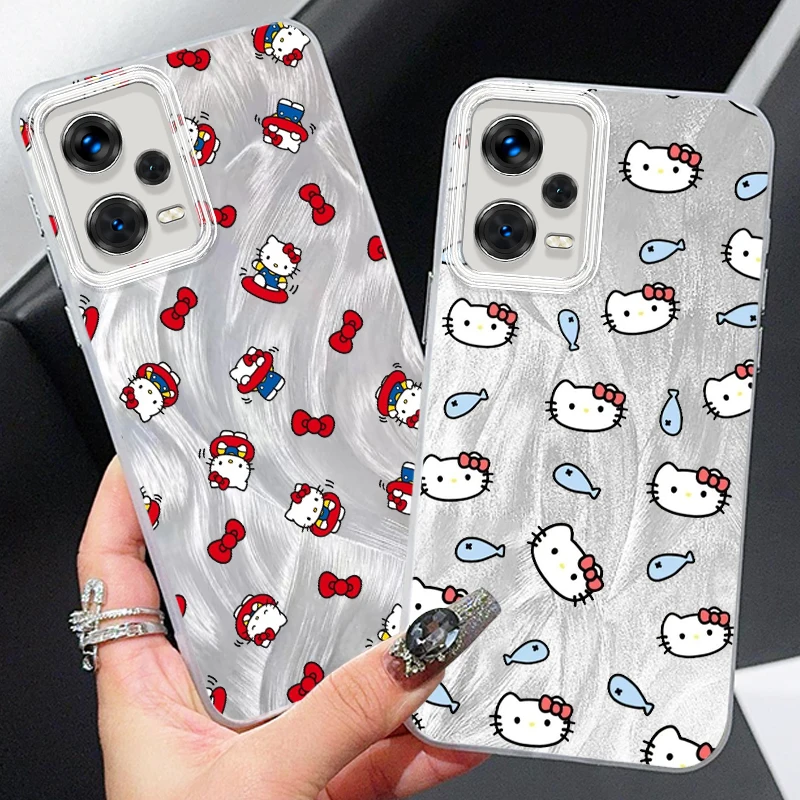 Sanrio Hello Kitty Print Cute For Xiaomi Redmi Note 13 12 11 11S 10 10S 9 9S 8 Pro Plus Max 5G Feather Yarn Soft Phone Case