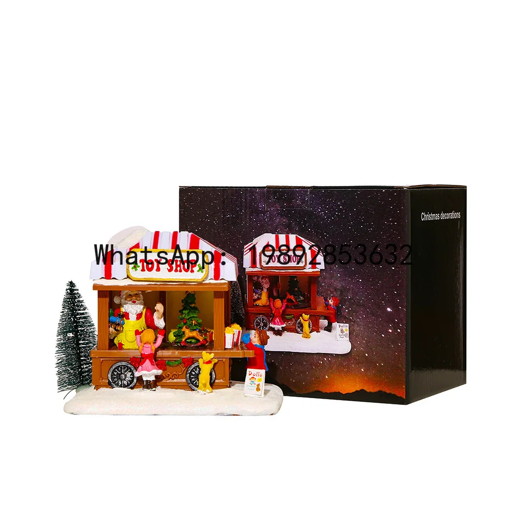 CZ Christmas Glowing Musical Snow Scene House Window Home Christmas Ornament