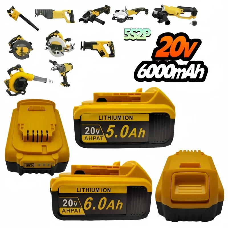 

Newly replaced DeWalt 20v DCB184 DCB181 DCB182 DCB200 and other 18V lithium batteries, 6.0Ah MAX power tool battery with charger