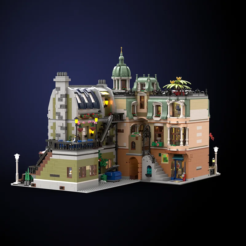 Model ulicy miejskiej Moc Klocki Konstrukcyjne Grand Hotel Model Modularny Klocki Technologiczne DIY Zestaw do Składania Zabawka Prezent