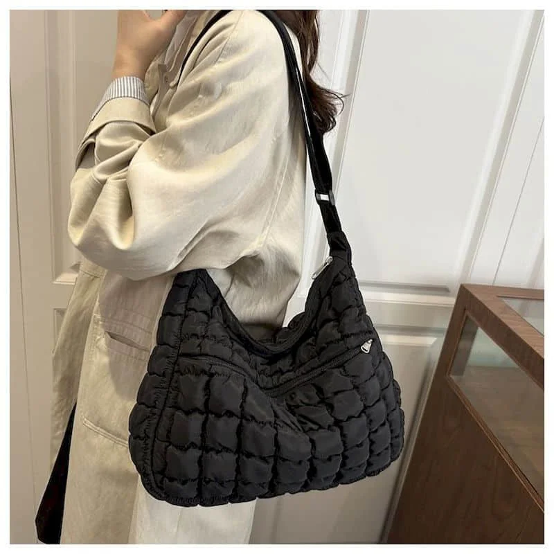 

Crossbody Bags Nylon Casual Reusable Folded Quilted Autumn AND Winter Solid Handbags Personal Large Capacity Travel Cloud Bags