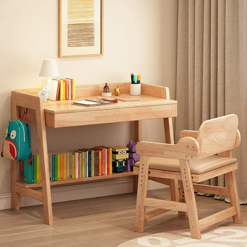 Children's Study Table Solid Wood Desk Elementary School Student Study Table Simple Bedroom Household Writing Table