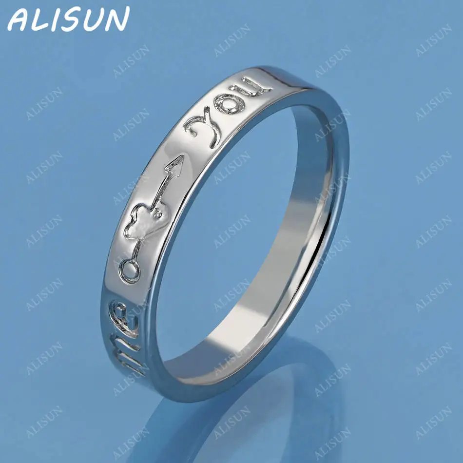 

ALISUN 925 Sterling Silver Letter Engraving Ring For Women Men Fashion Jewelry Charm Grace Noble Wedding Accessories