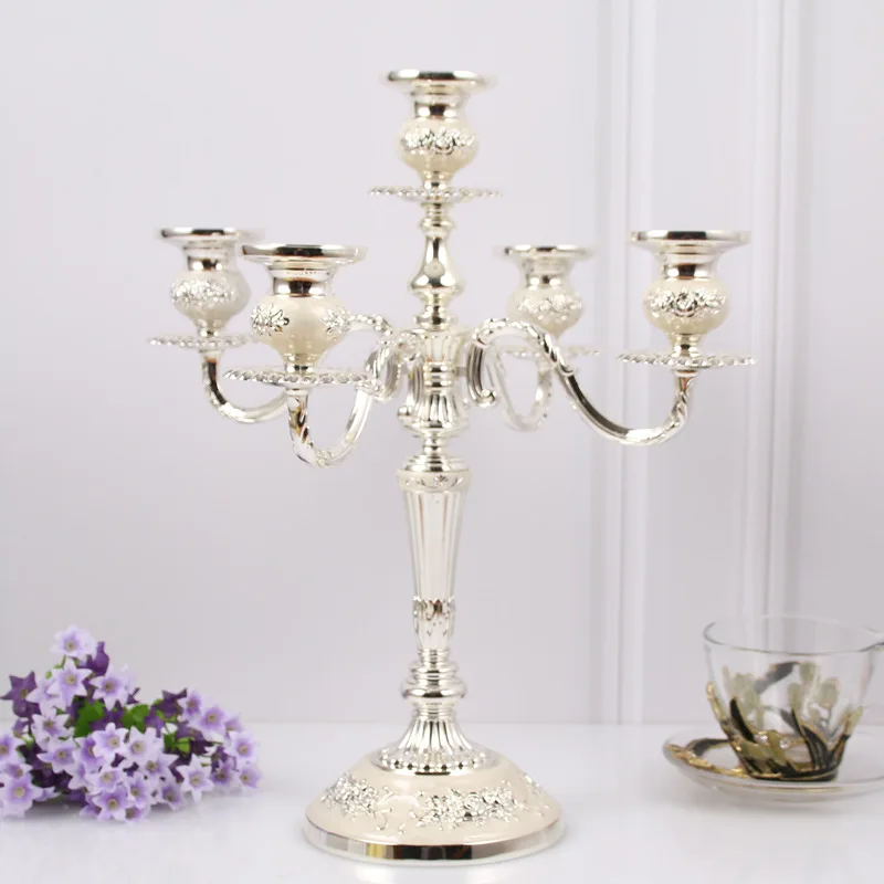

Nordic metal five-headed candle holder candle light dinner creative romantic wedding candle holder decoration ins ornament