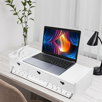 Keyboard Storage Rack Computer Monitor Riser With Drawer Office Desk Organizer Stand For Laptop Desktop Pvc Wood-Plastic