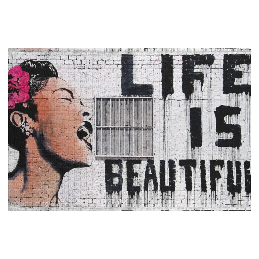 

Life Is Beautiful - Banksy Jigsaw Puzzle Custom With Photo Christmas Gifts Puzzle