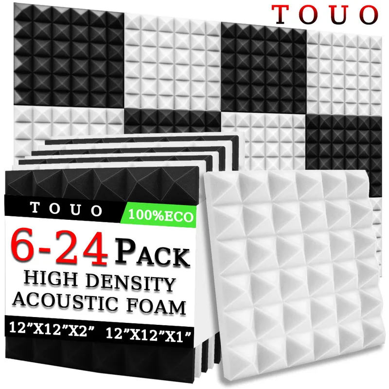 

TOUO Pyramid Acoustic Foam 6/12/24 Pcs Sound Absorbing Material Soundproofing Treatment Studio Soundproof Ktv Acoustic Treatment