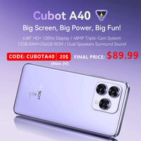 Cubot A40 Smartphone, Android 15, 12GB RAM+256GB ROM, 6.88-Inch 120Hz Screen,Octa-core, 48MP Camera, 5100mAh Battery,NFC,Face ID